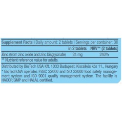 BIOTECH USA Zinc  + Chelate - 60 Tabs